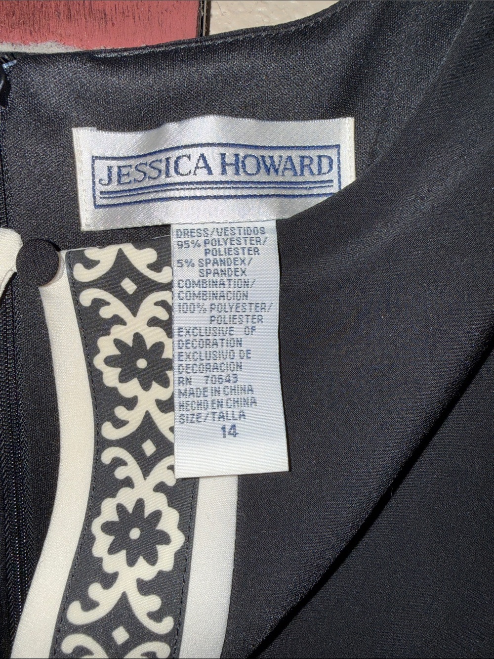 Jessica Howard Black Midi Dress with White Embroidered Trim - Picture 3 of 8